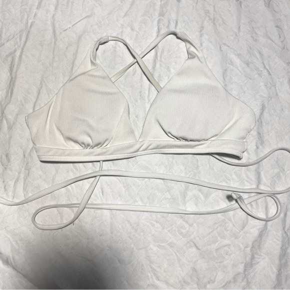 SHEIN Other - Ribbed White Small  Bikini Top String Halter Racerback Cross Back X women’s S